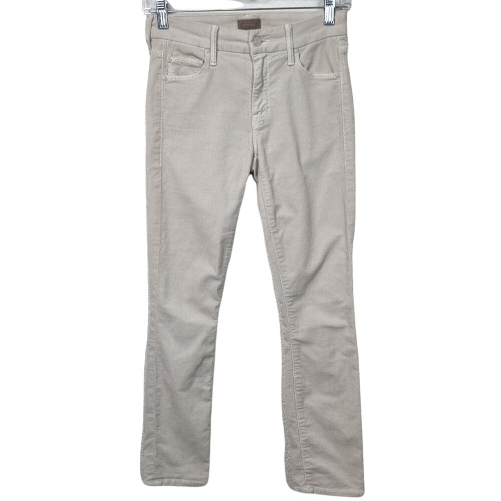 Mother The Looker Crop Hopscotch Corduroy Pants in Ivory Size 24